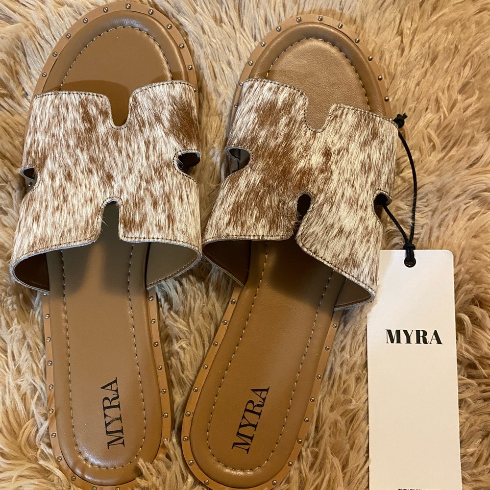 Myra Bag Brown and Cream Sandals